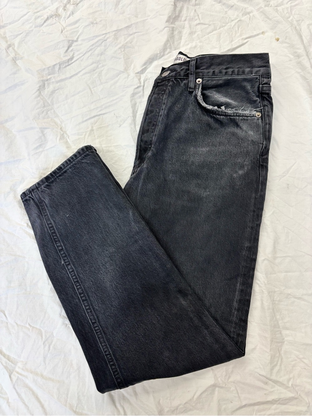 Agolde Women's Straight Leg Black Washed Jeans | Size 27